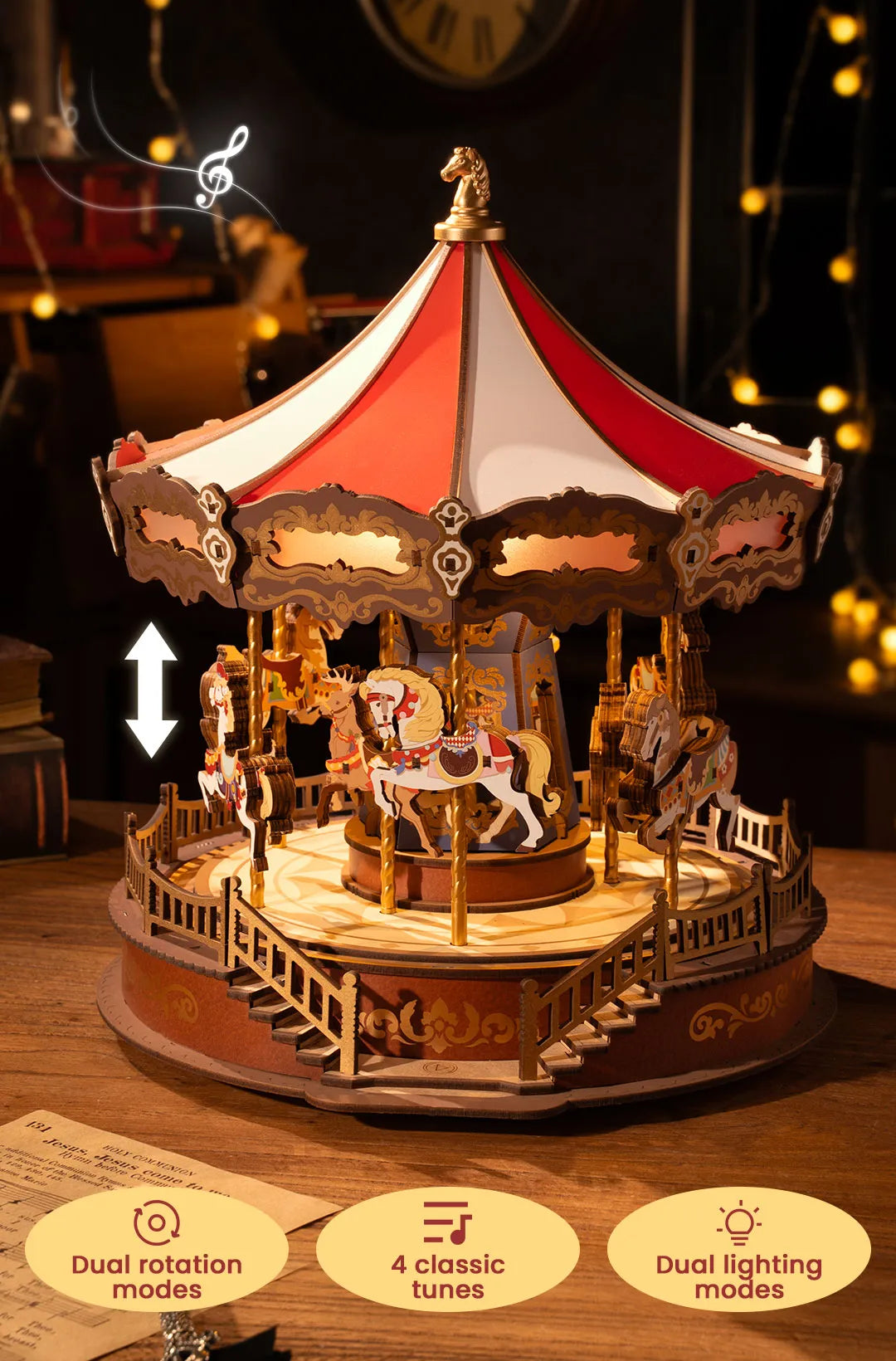 Classic Carousel - 3D Musical Wooden Puzzle