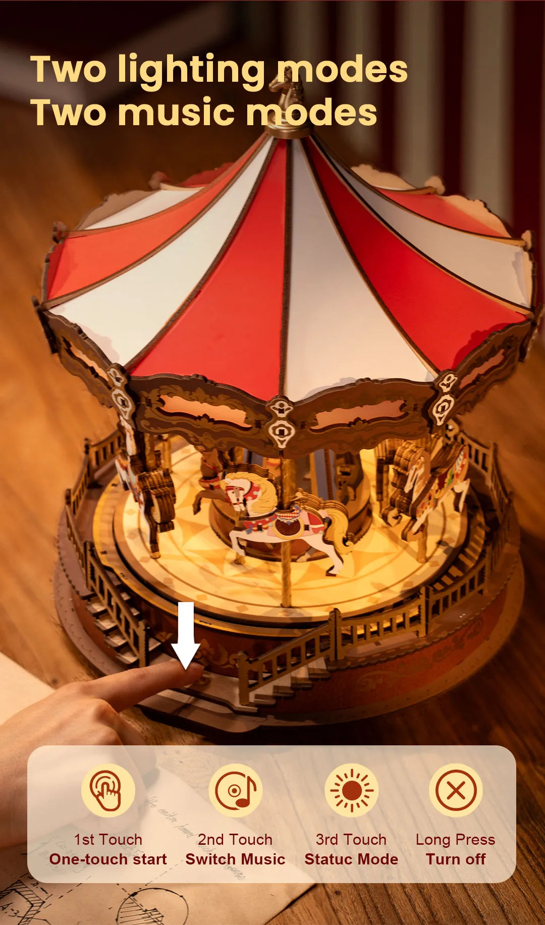 Classic Carousel - 3D Musical Wooden Puzzle