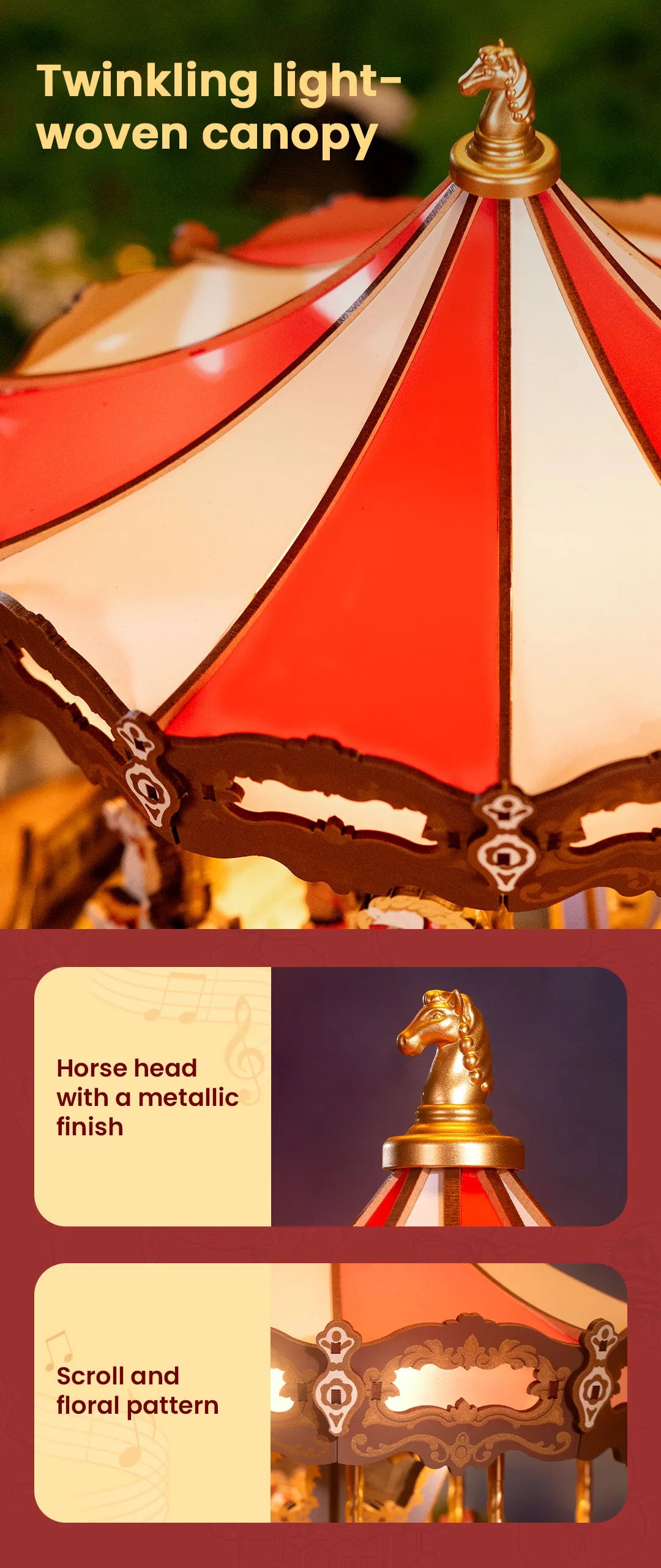Classic Carousel - 3D Musical Wooden Puzzle