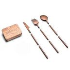 Rose Gold Portable & Reusable Stainless Steel Travel Cutlery Set