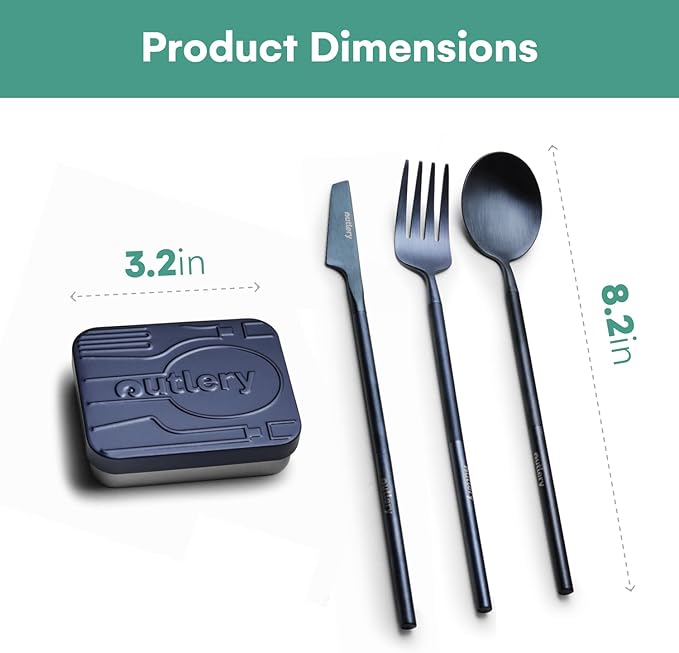 Whale Blue Portable & Reusable Stainless Steel Travel Cutlery Set
