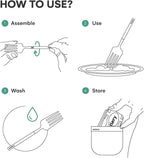 Raw Silver Portable & Reusable Stainless Steel Travel Cutlery Set