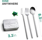 Raw Silver Portable & Reusable Stainless Steel Travel Cutlery Set