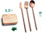 Rose Gold Portable & Reusable Stainless Steel Travel Cutlery Set