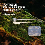 Raw Silver Portable & Reusable Stainless Steel Travel Cutlery Set